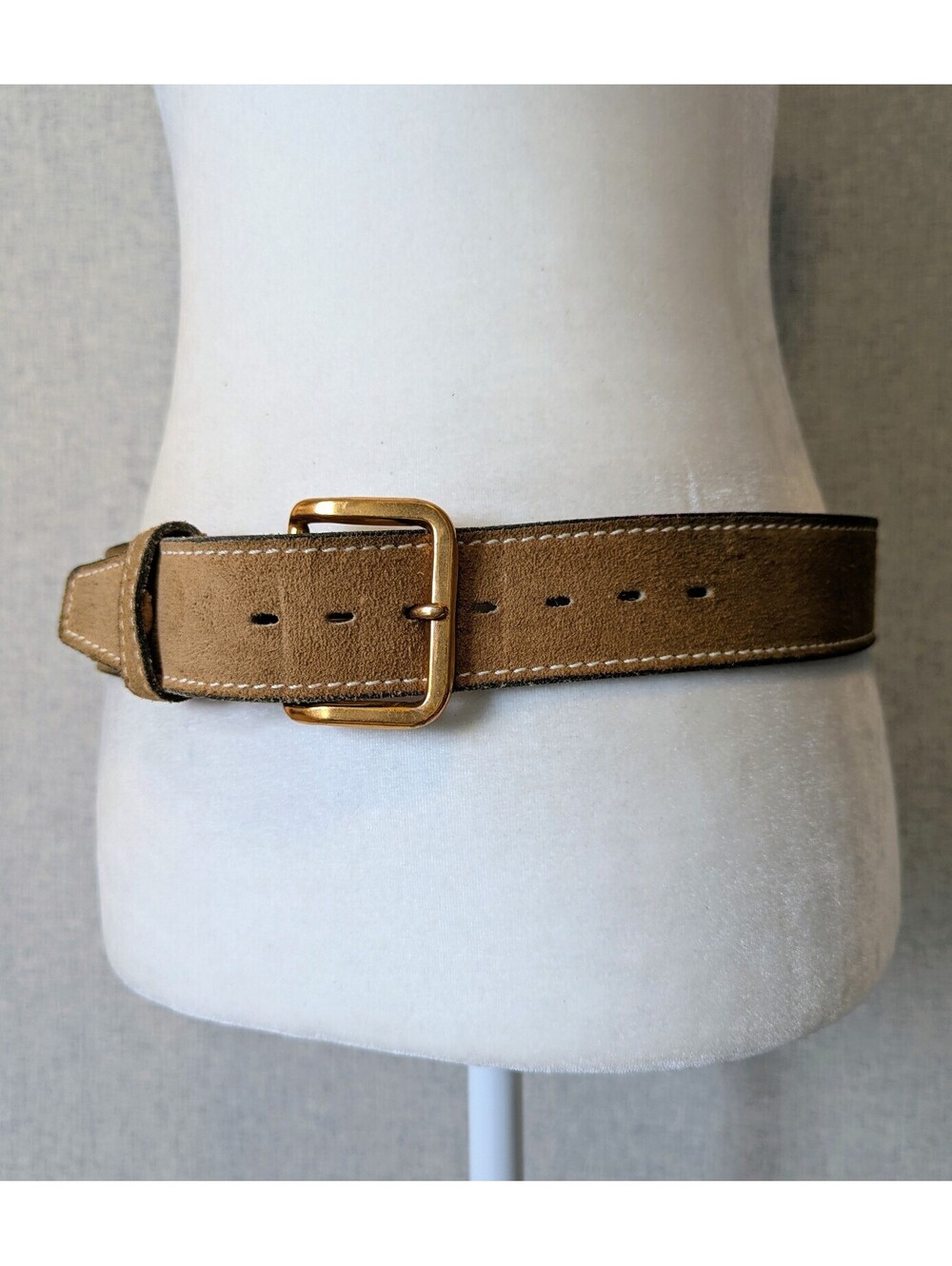 Vintage 70s 80s suede minimalist thick leather belt